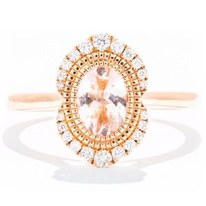 Noam Carver 14k Morganite Diamond Halo Engagement
